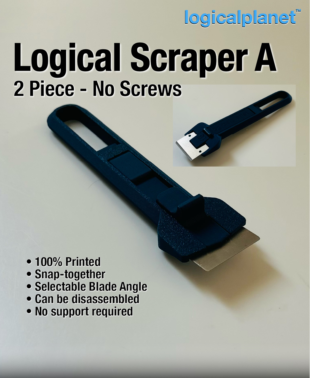 Logical Scraper – 3D printed bed scraper for FDM printers